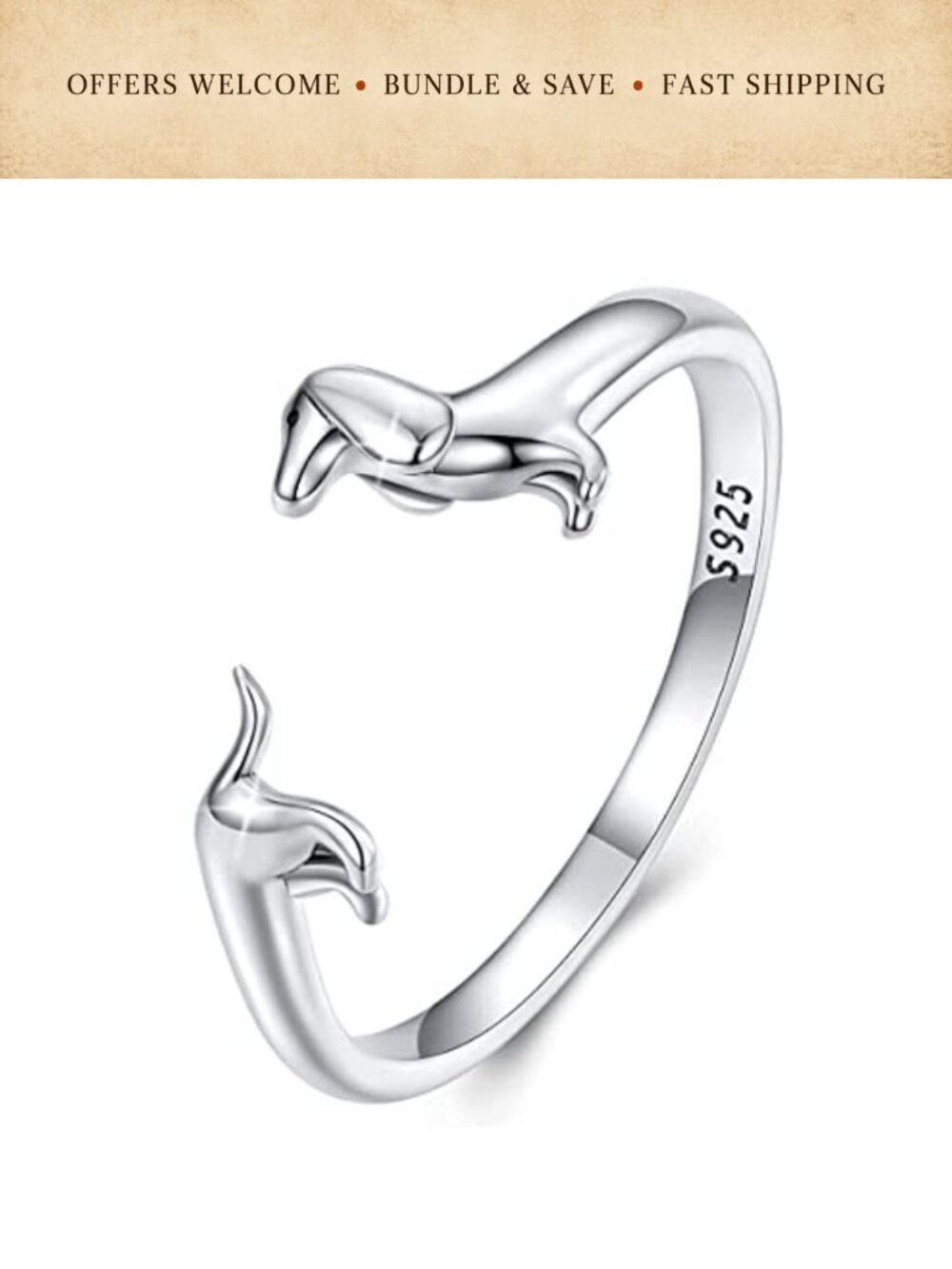 S925 Sterling Silver Statement Ring Adjustable Stacking Minimalist